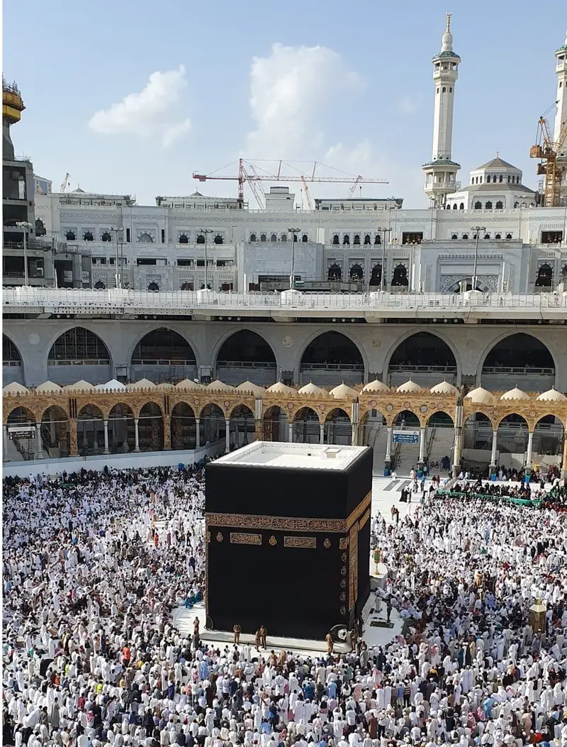 Pilgrims walking around Kaaba in Makkah during the Hajj pilgrimage